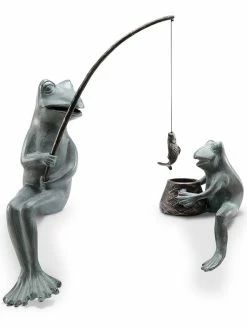 SPI Fishing Frog Garden Sculpture