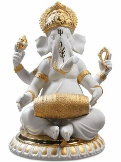 Lladró Mridangam Ganesha Golden Re-Deco Figurine